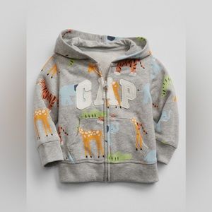 NWT GAP Animal Print Logo Zip Hoodie